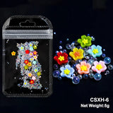 White Acrylic Flower Nail Art Decorations Mixed Size Rhinestones Red Blue Gem Manicure Tools Accessories DIY Nails Design 5g