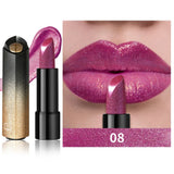 Metallic Shimmer Lipstick, Pearly Glitter Shine, Creamy Texture, High Color Payoff, Smooth Application Party Makeup