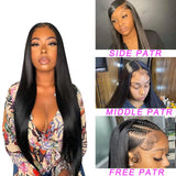 13x6 Lace Front Wigs Human Hair Pre Plucked Straight Human Hair Wig 200% Density HD Lace Frontal Wigs for Women Natural Black
