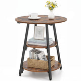 Industrial Side Table with 3-Tier Shelves and Metal Frame
