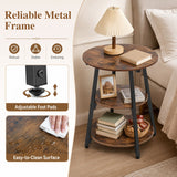 Industrial Side Table with 3-Tier Shelves and Metal Frame
