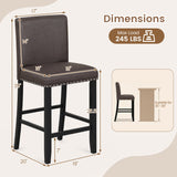 Bar Stools with Back Set of 2 - 25.5" Counter Height