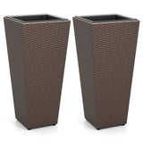 Tall Rattan Plant Pots with Liners - Set of 2