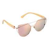 BARCUR Luxury High-Quality UV400 Women’s Polarized Sunglasses Cat Eye Bamboo Foot Frame Mirrored Lenses Presented in a White Gift Box for Summer