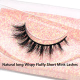FOXESJI Real Mink Fluffy Short Eye Lashes Extension Wispy Soft Natural Short False Eyelashes Daily wear Full Strip Lashes Makeup