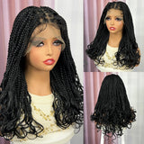 Ombre Knotless Box Braided Wig with Wavy Ends - Lace Front Braided Wig with Baby Hair for Black Women