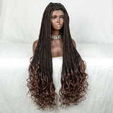 36" Water Wave Braided Wig | Lace Front | Baby Hair | Long Braids