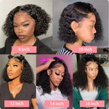 200% Density Short Curly Bob Wigs 13x4 Lace Front 4x4 Closure Deep Wave Brazilian Remy Human Hair 14 Inch