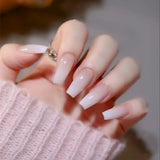 24pcs Chromic Heart Peach Bowknot 3D False Nails Gradient Pink Color Changing Press On Nails Sweet Pink for Women Girls