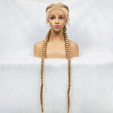 Handmade Double Dutch Cornrow Braided Wig | Natural Black Lace Front | Baby Hair | Kanekalon Synthetic Wig for Women