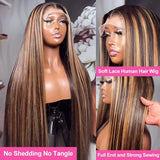 Highlight Front Wigs Human Hair Pre Plucked Hairline 4/27 5x5 Glueless Lace Straight Wig Human Hair Wigs For Women 250 Density