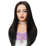 2x6 Kim K Deep Middle Part Straight Wig | Glueless Transparent Lace Closure 100% Human Hair