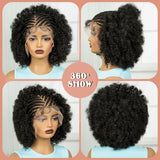 8" Short Afro Kinky Curly Cornrow Braids Wig | Full Lace | Baby Hair