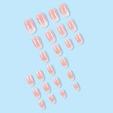 24Pcs Oval Short Pink Press on Nails Simple Ombre Spring False Nail for Sweet Sassy Cool Women&Girl Removable Wearable Nail Art