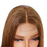Brown 2x6 Kim K Closure Wig | Transparent Lace Front Middle Part Straight Human Hair Bob