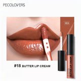 Butter Lip Cream Liquid Lipstick, Non-Sticky, Moisturizing High Pigment For Nude Red Sexy Lip Makeup Cosmetic