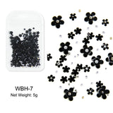 White Acrylic Flower Nail Art Decorations Mixed Size Rhinestones Red Blue Gem Manicure Tools Accessories DIY Nails Design 5g