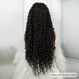 32" Boho Knotless Braided Wig | Bohemian Box Braids | Lace Front Wig with Baby Hair | Synthetic Hair