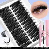 GROINNEYA DIY Eyelash Extension Kit Lashes Clusters Set Mix Eyelashes Full Set With Lash Bond&Seal and Eyelash Tweezers Makeup