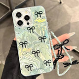 Bowknot Butterfly Pearl Polka Dot Case For iPhone 16 13 15 Pro 12 14 11 Pro Max 16E 7 8 Plus XS Max X XR SE 2020 Girl Cover