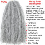18" Marley Twist Braiding Hair | Crochet Braids | Afro Twist Kinky Hair Extensions | Ombre Colors | 30 Strands/Pack