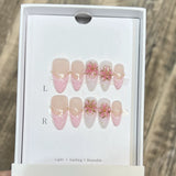 10pcs French Almond Press on Nails Flower False Nails Wearable Stick-on Nails Fake Nail Uñas Postizas Mujer Накладные Ногти 네일팁