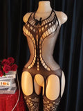 Porn Underwear Crotchless Babydolls Dress EroticCostume Sexy Hanging Neck Bodystockings Mesh See Through Adults Sexual Bodysuits