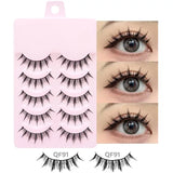 DINGSEN 5 Pairs Manga Lashes Eyes Lashes Soft Natural Long Eyelashes Fake Lashes Anime Wispy Strip False Eyelashes Makeup