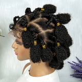 Stunning Burgundy #99J Handmade Bantu Knots Braided Wig - Full Lace, Baby Hair