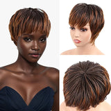 Women's Short Bob Braided Wig with Bangs | Synthetic Wigs for Everyday Wear & Christmas (Easy Style)