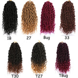 Goddess Faux Locs Crochet Hair | 18" Soft Curly Braids | Ombre Dreadlocks Extensions | 24 Strands/Pack