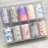 10Rolls Plaid Thousand-Bird Bow  Stars Nail Foils Transfer Paper  Nail Art Stickers  Manicure Set Decal  Nails Decoration