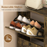 Shoe Storage Cabinet with 4 Flip Drawers - Rustic Brown