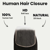 Straight 6x6 HD Lace Human Hair Closure