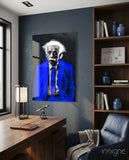 Electric Blue Suit Physicist Glass Wall Art