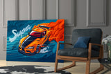 Turbo Coupe Blazing Speed Glass Wall Art || Designer Collection
