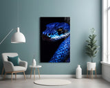 Eyes of the Blue Viper Glass Wall Art || Designer Collection