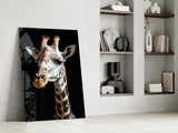 Light Colored Giraffe Portrait Glass Wall Art || Designer Collection