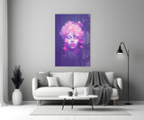 Purple Bubble Crown Sleeping Muse Glass Wall Art