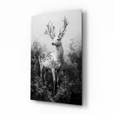 Monochrome Deer Glass Wall Art || Designer Collection