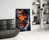Fiery Valley Double Exposure Face Glass Wall Art