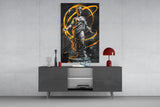 Stone Goddess Amber Neon Orbit Glass Wall Art