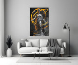 Stone Goddess Amber Neon Orbit Glass Wall Art
