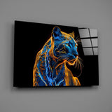 Neon Jaguar Glass Wall Art || Designer Collection