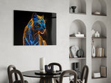 Neon Jaguar Glass Wall Art || Designer Collection