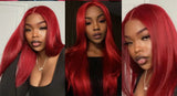 Red & Blonde Highlight Straight Bundles with Closure | 3 Pcs Brazilian Remy Human Hair Weave Extensions
