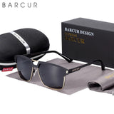 BARCUR Polarized Men’s Sunglasses – Fashionable Square Stainless Steel Frame UV400 Protection Anti-Reflective Outdoor Sports & Driving Eyewear – Original Design Casual Style with Premium Polycarbonate Lenses