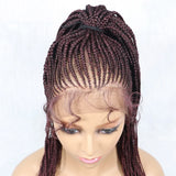 30" Braided Lace Front Wig for Black Women | African Braids with Baby Hair | Synthetic Glueless Mat Wig