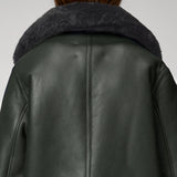 Women’s Green RAF Aviator Styled Shearling Leather Jacket
