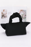 Nylon Top Handle Bag With Bow Front Clutch
